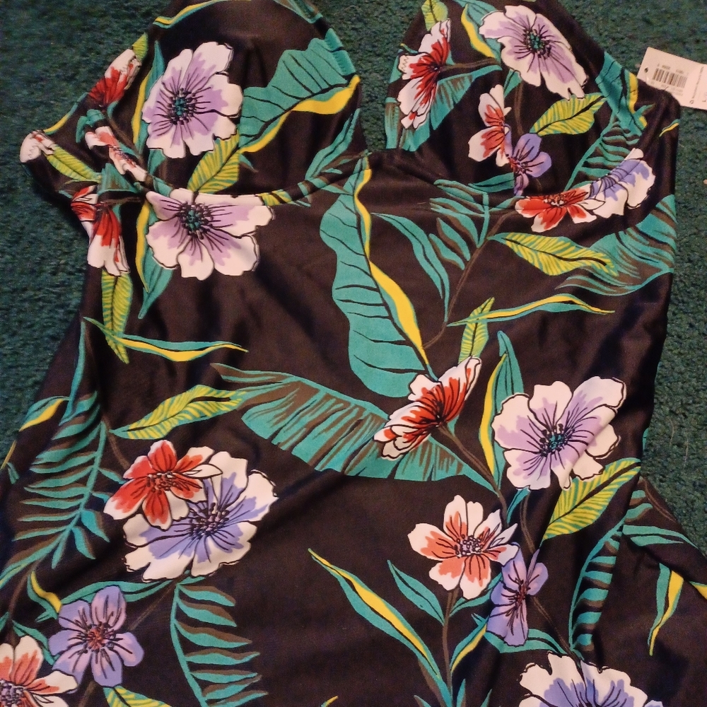 Floral print one-piece swimsuit